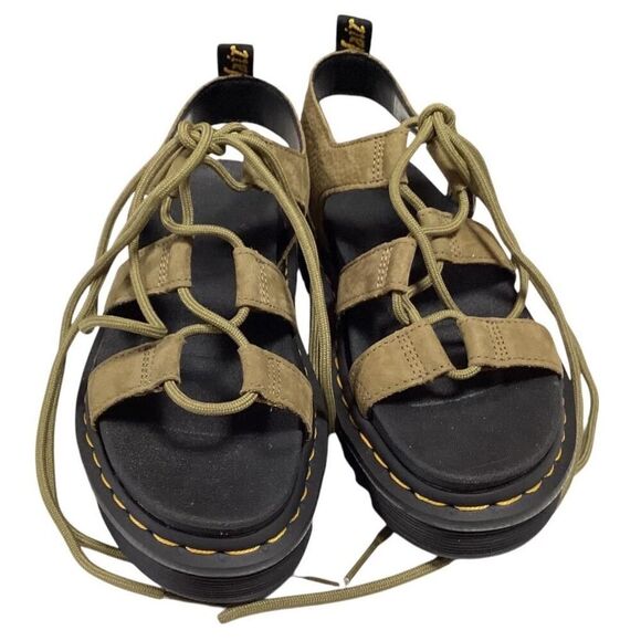 Dr Martens Sandals Women 7 Green Nartilla Leather Lace Up Platform Gladiator NEW - Picture 5 of 12
